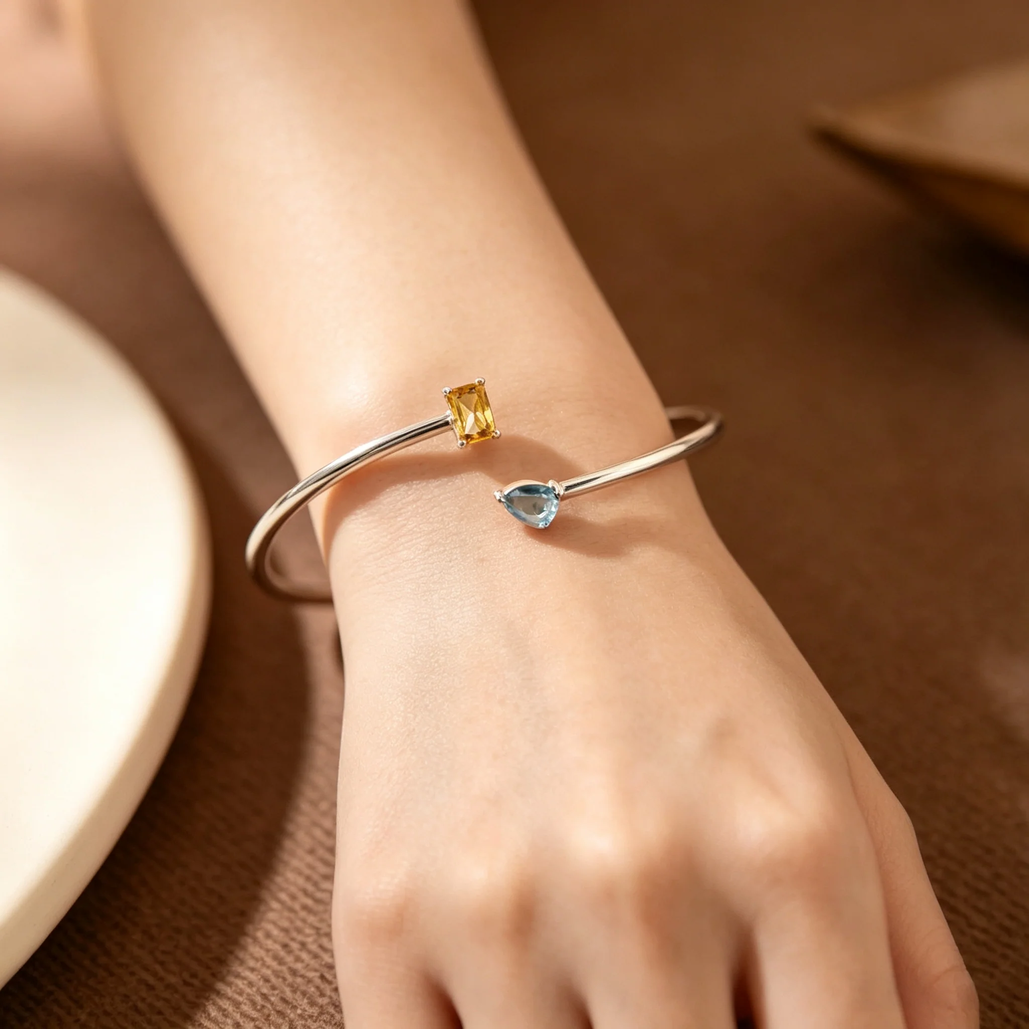 Grandmother And Granddaughter Custom Double Birthstones Bracelet - Image 2