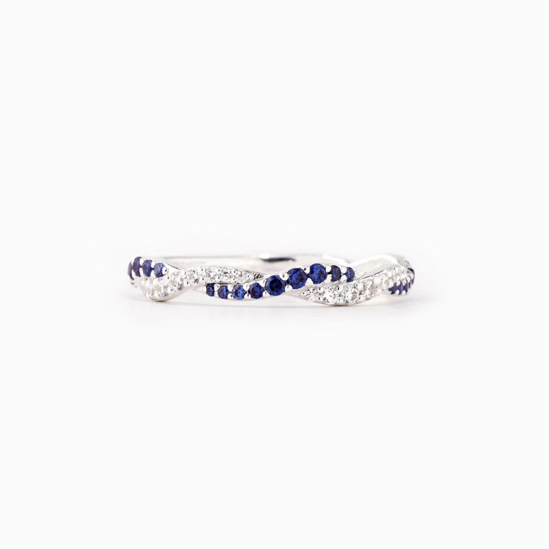 Mother & Daughter Double Birthstones Wave Ring - Image 7