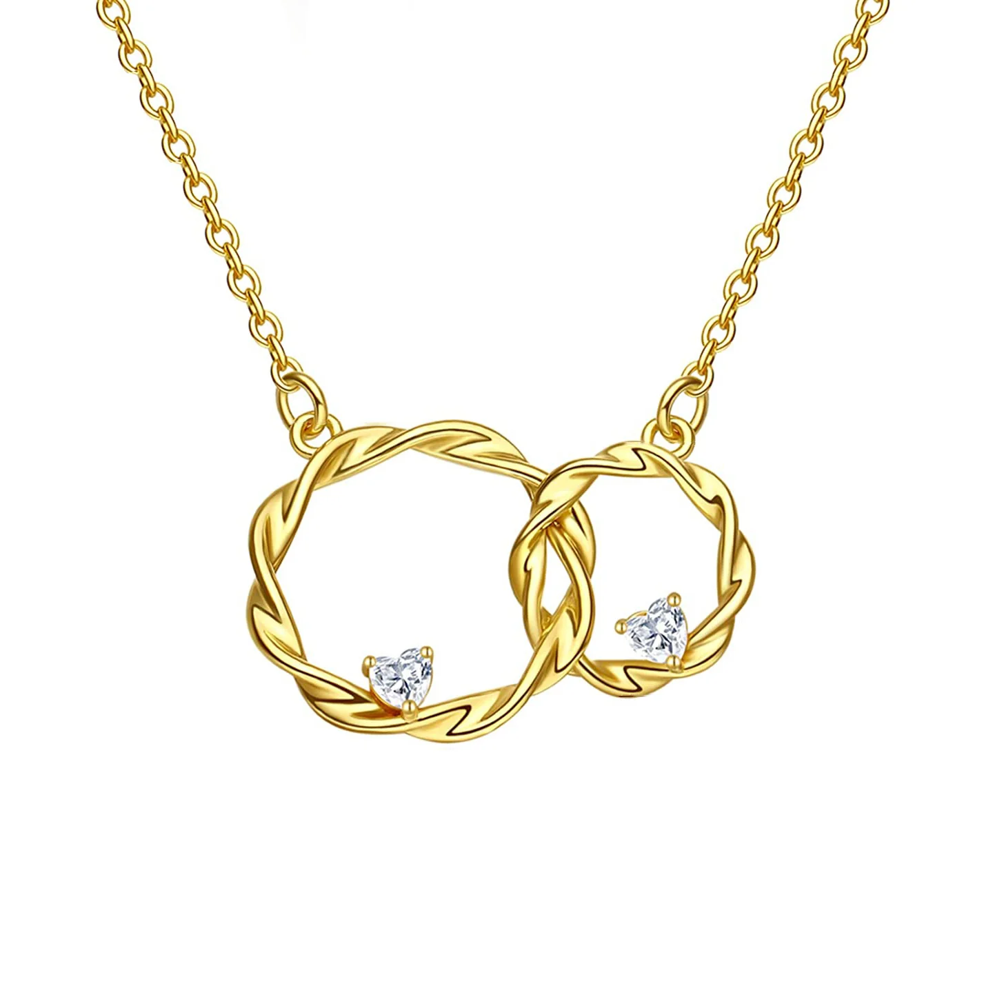 For Bonus Daughter - WE ARE FOREVER LINKED TOGETHER DOUBLE CIRCLE NECKLACE - Image 6