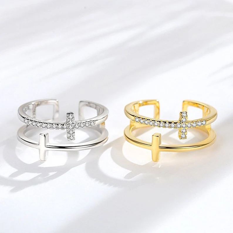 🎁Christmas Sale🎄To My Daughter "Pray Through It" Twin Band Cross Ring - Image 10