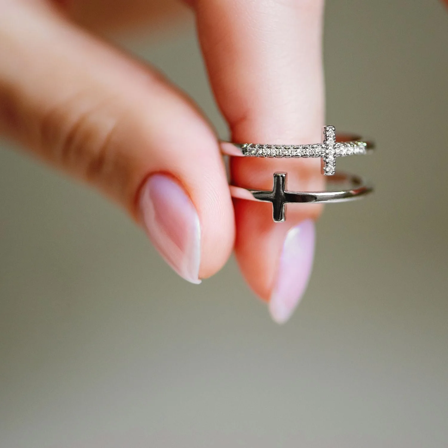 🎁Christmas Sale🎄To My Daughter "Pray Through It" Twin Band Cross Ring - Image 4