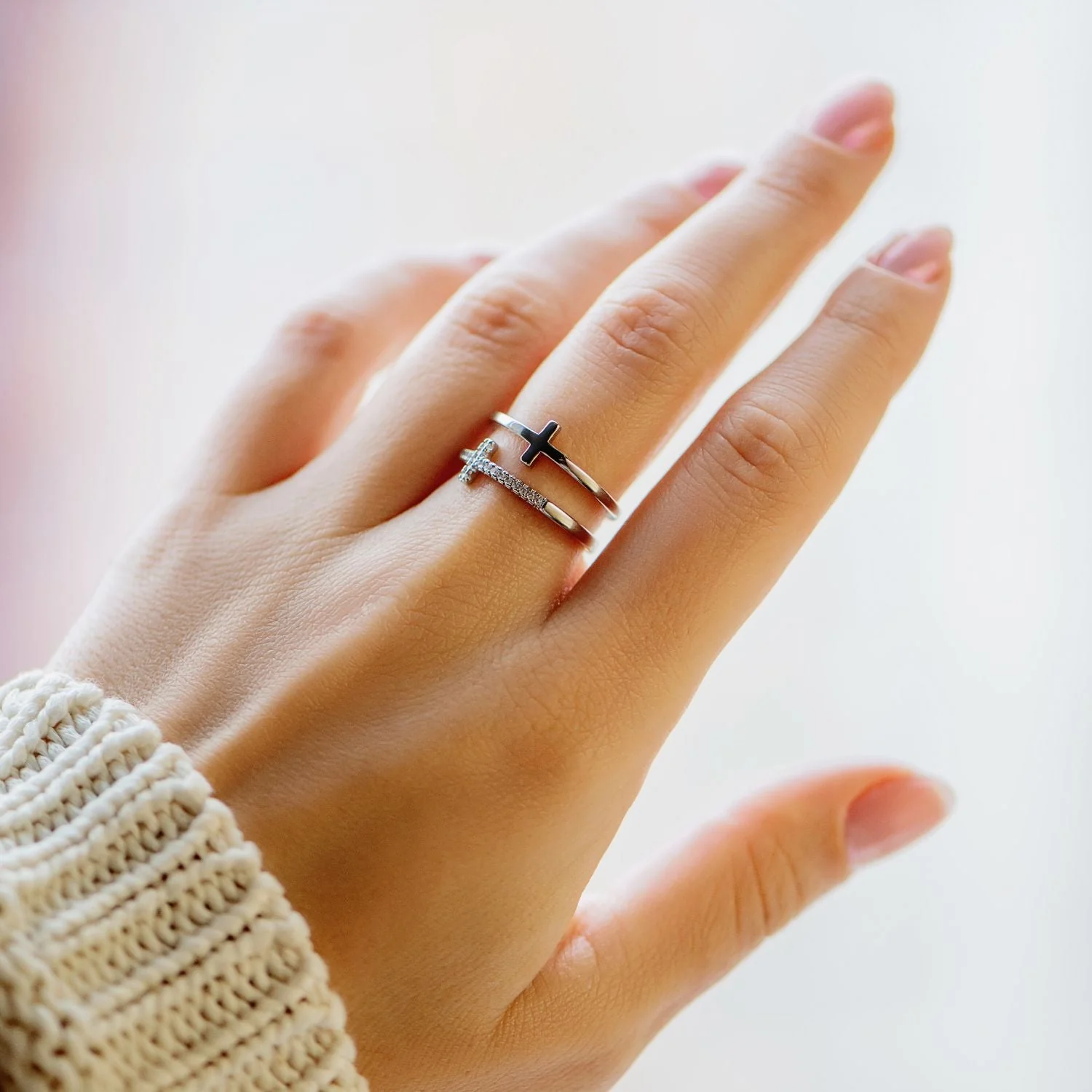 🎁Christmas Sale🎄To My Daughter "Pray Through It" Twin Band Cross Ring - Image 5