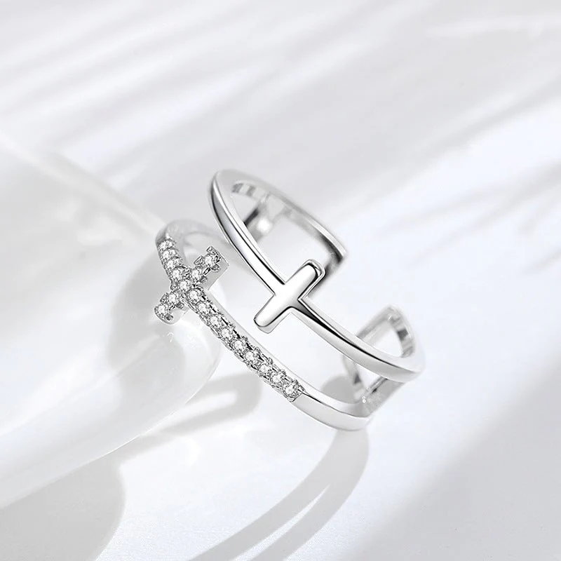 🎁Christmas Sale🎄To My Daughter "Pray Through It" Twin Band Cross Ring - Image 6