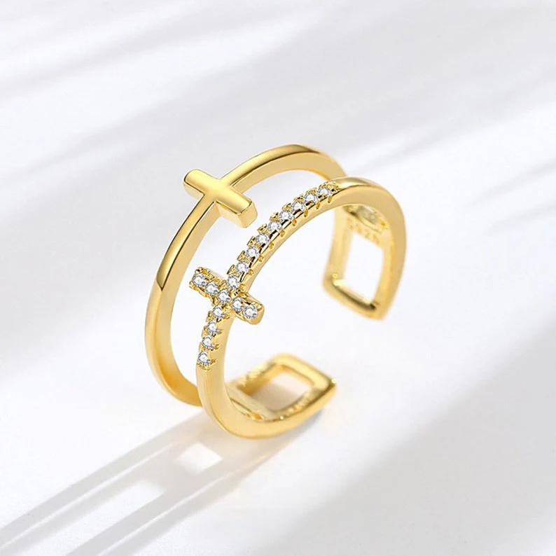 🎁Christmas Sale🎄To My Daughter "Pray Through It" Twin Band Cross Ring - Image 7