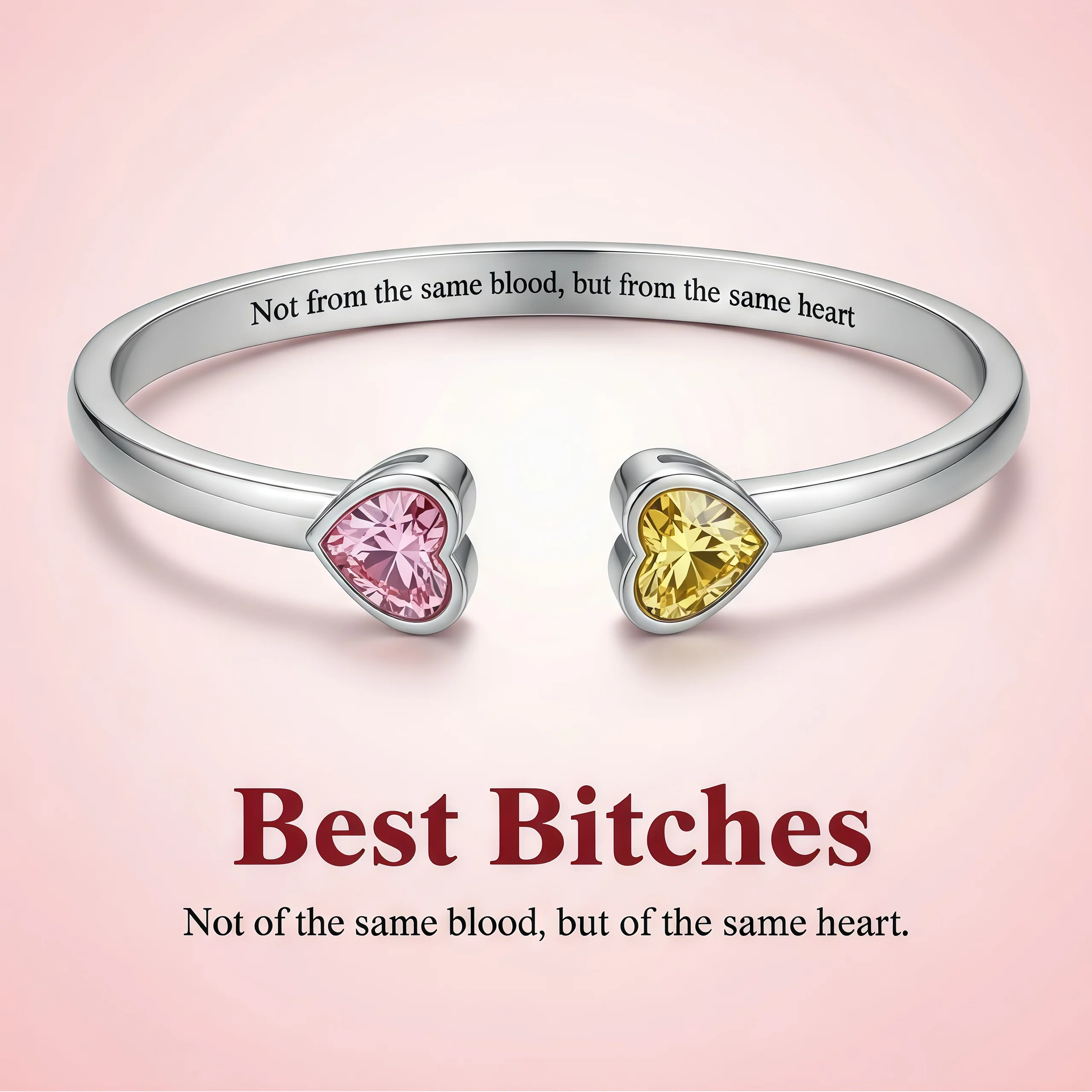 For Friend -Not Sisters By Blood But Sisters By Heart Custom Birthstones Bracelet - Image 11