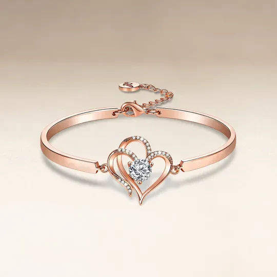 For Unbiological Daughter -I Always With You Double Heart Diamond Bracelet - Image 6