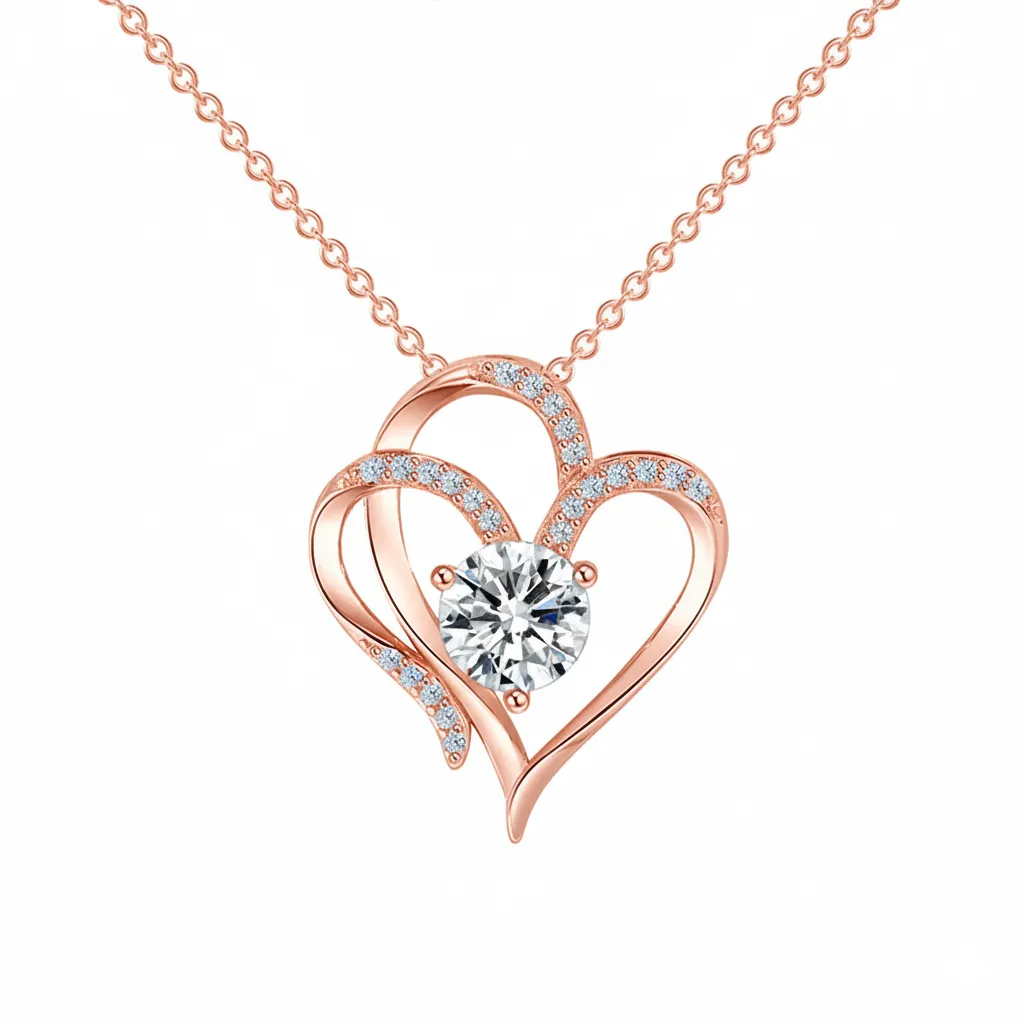 For Unbiological Daughter -I Always With You Double Heart Diamond Necklace - Image 10