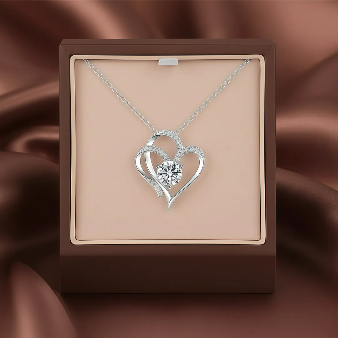 For Unbiological Daughter -I Always With You Double Heart Diamond Necklace - Image 2