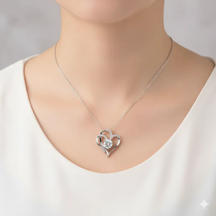 For Unbiological Daughter -I Always With You Double Heart Diamond Necklace - Image 3
