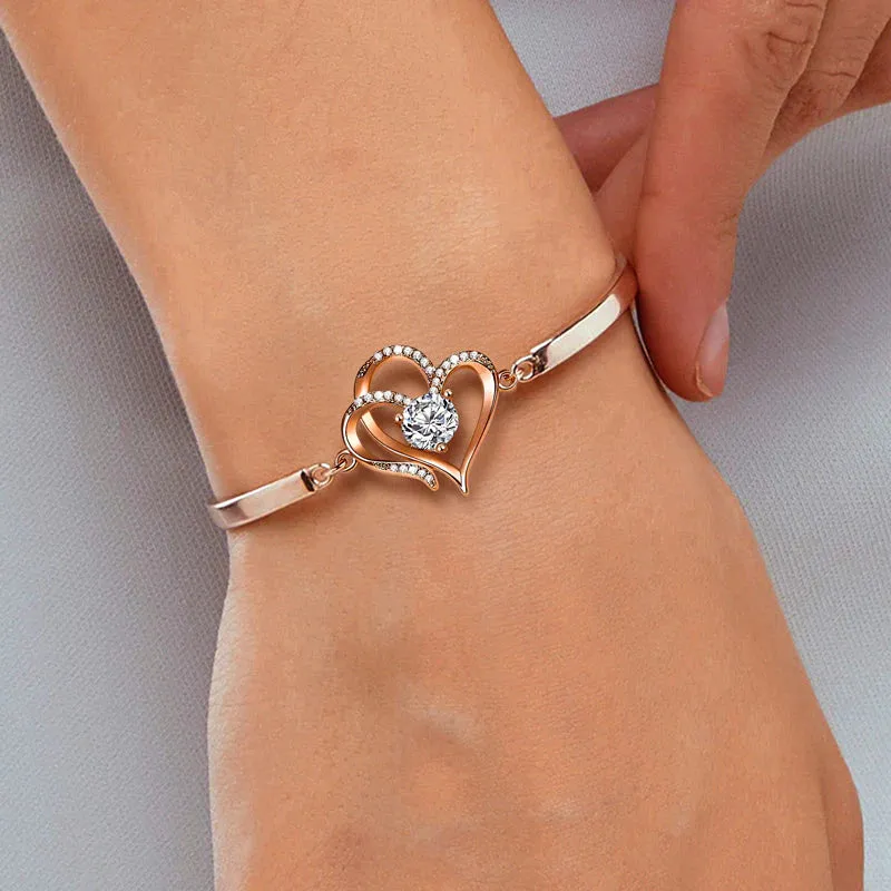 For Love - To My Smokin' Hot Woman Double Heart Bracelet - Image 3