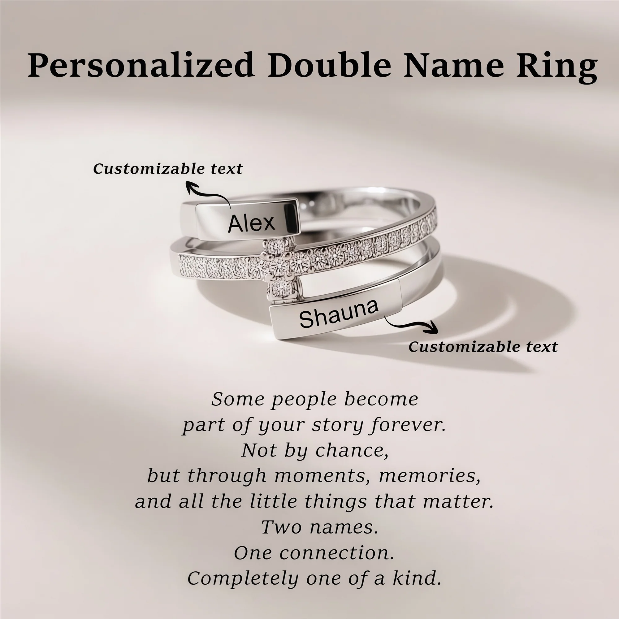 For Love- Personalized Double Name Ring