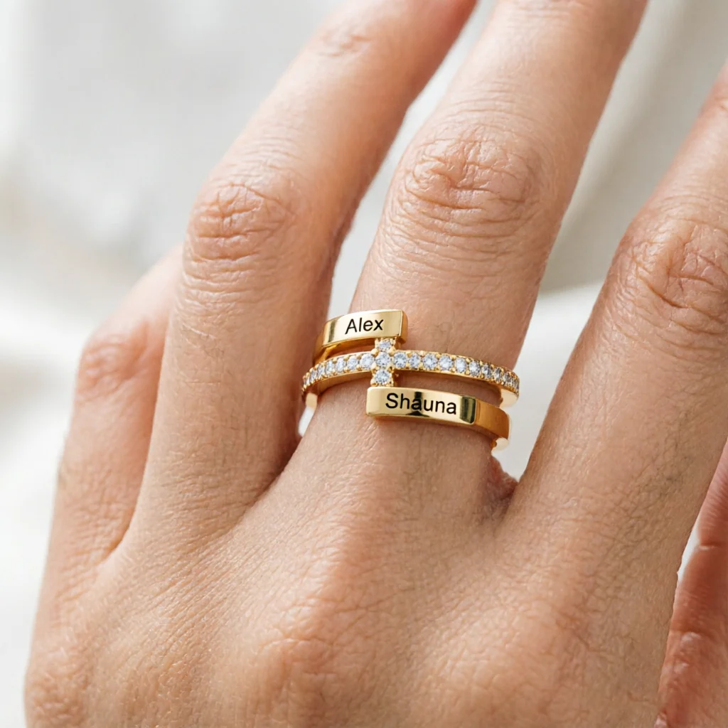 For Love- Personalized Double Name Ring - Image 5