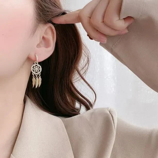 🌸Golden Slumber Dreamcatcher Earrings - Image 2