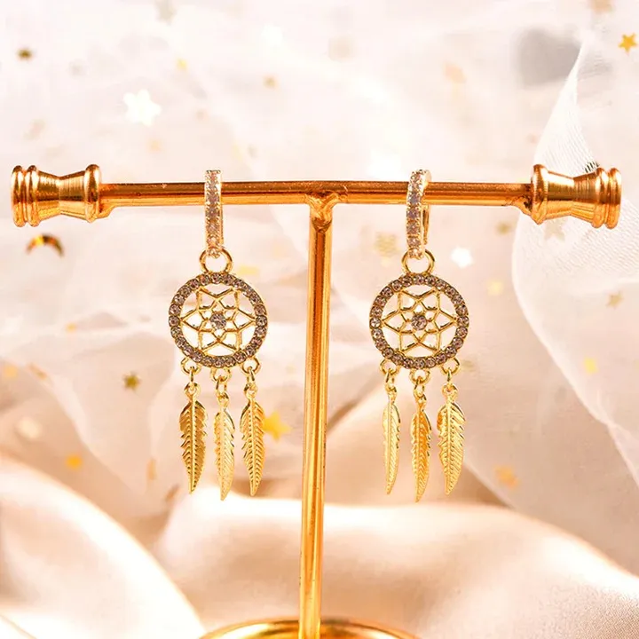 🌸Golden Slumber Dreamcatcher Earrings - Image 3