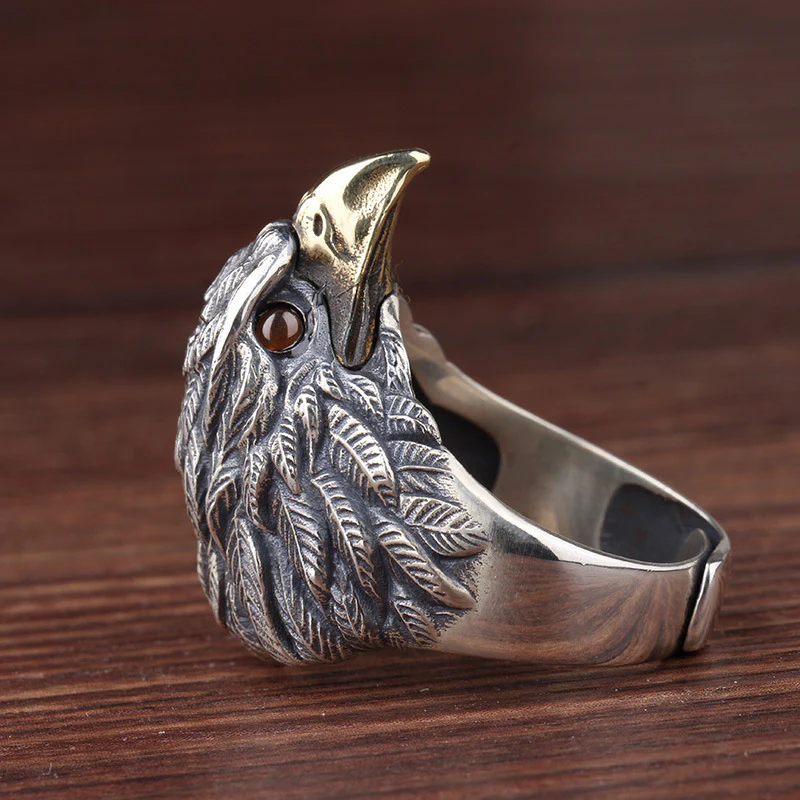 Vintage Style Eagle Head Punk Ring - Image 3