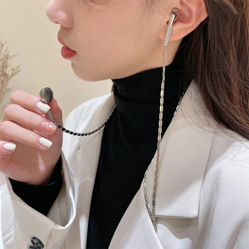 Shiny Zircon Slightly Inlaid Earphone Necklace - Image 3