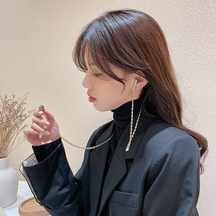 Shiny Zircon Slightly Inlaid Earphone Necklace - Image 4