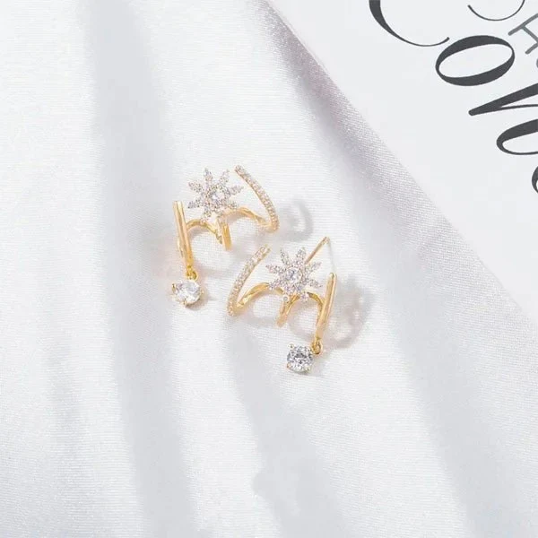Eight Awn Star Moissanite Earrings - Image 7