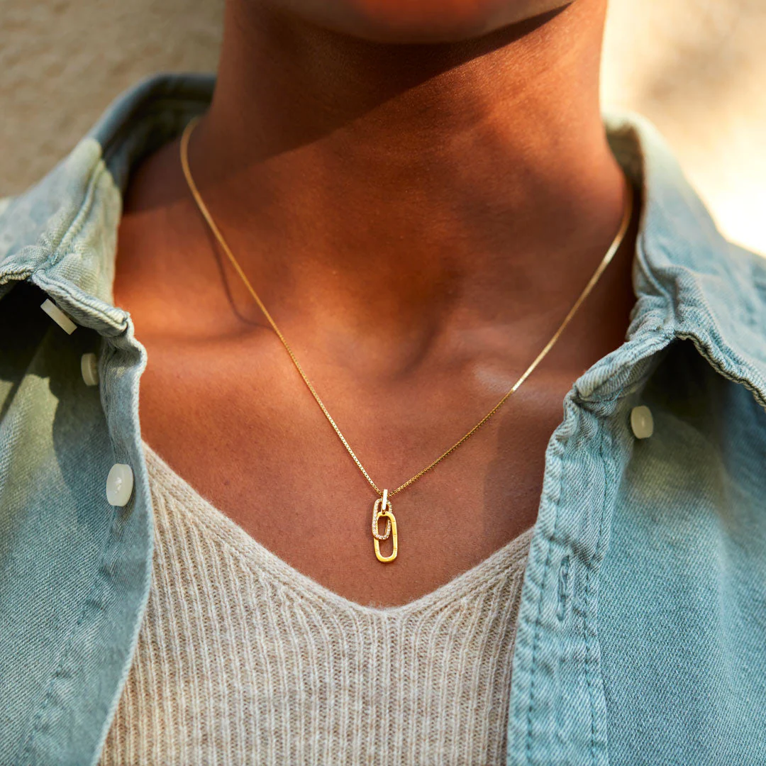 You're Never Alone Emotional Support Rectangle Interlocking Necklace - Image 7
