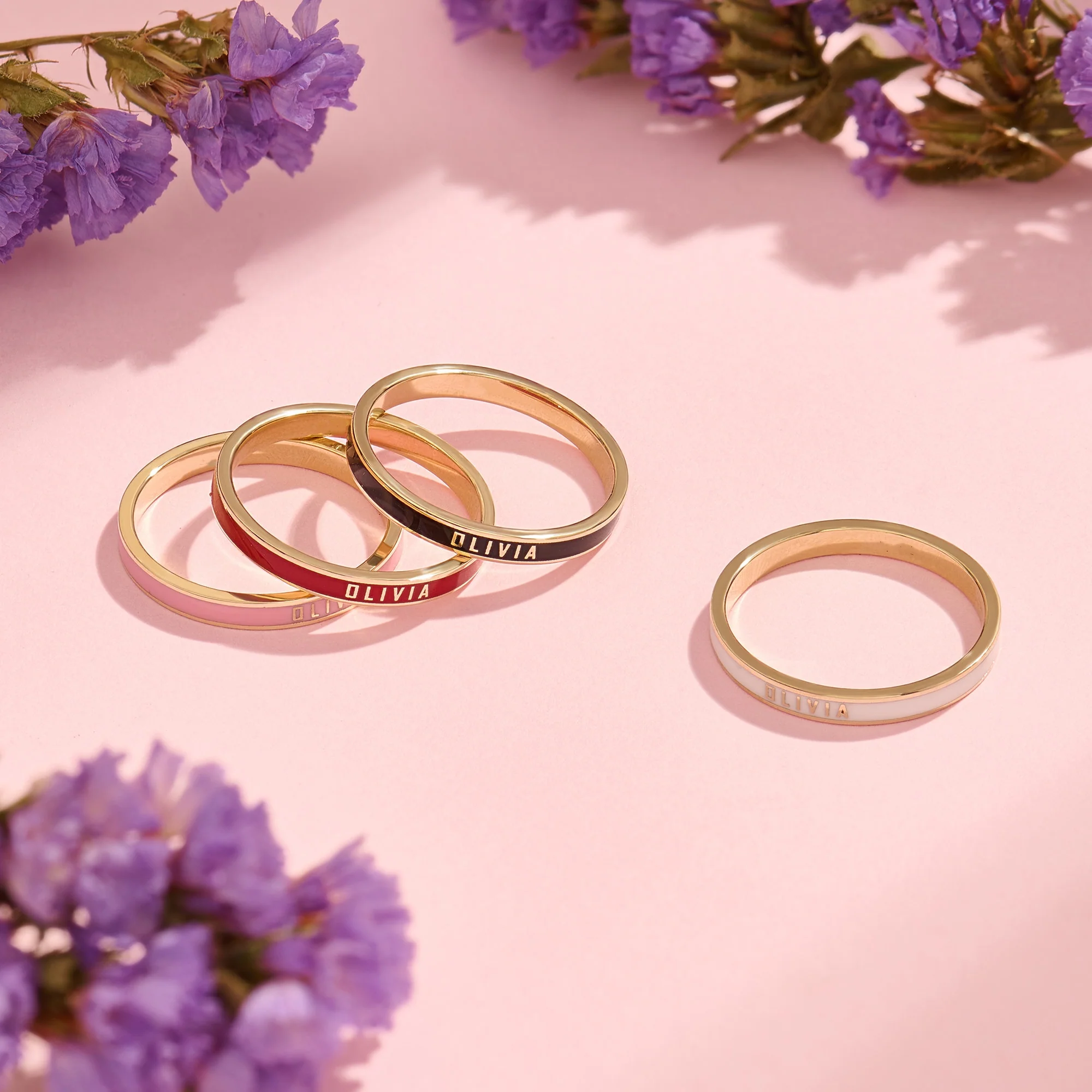 For Love- Exclusive Color Enamel Name Customized Ring - Image 6