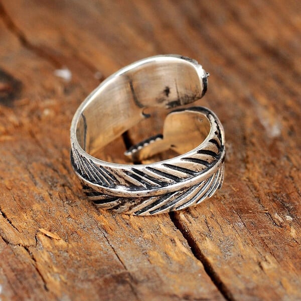 FOR MEMORIAL- YOUR GUARDIAN ANGEL WATCHING AND PROTECTING FEATHER TURQUOISE RING - Image 6