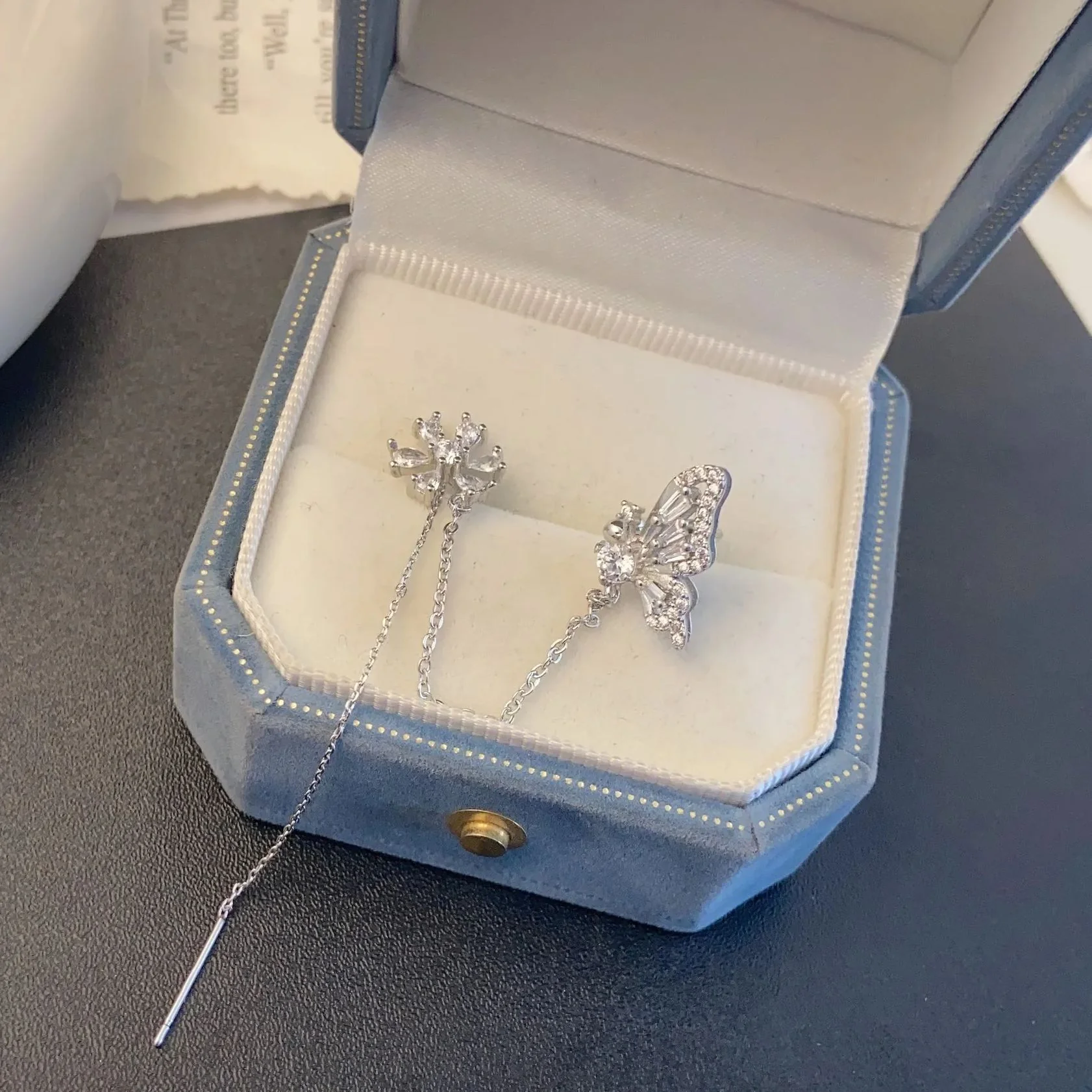 🌸Flower Butterfly Tassel Style Zircon Earrings - Image 3