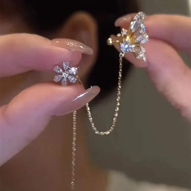 🌸Flower Butterfly Tassel Style Zircon Earrings - Image 4