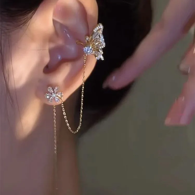 🌸Flower Butterfly Tassel Style Zircon Earrings - Image 7