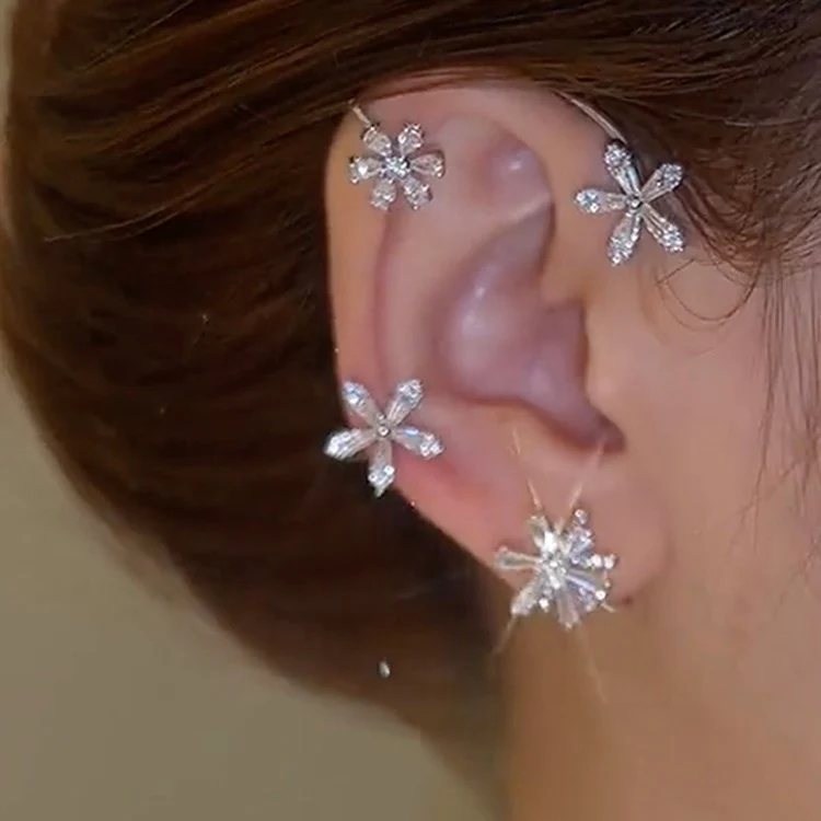 Snowflake Windmill Rotatable Style Zircon Earrings - Image 3