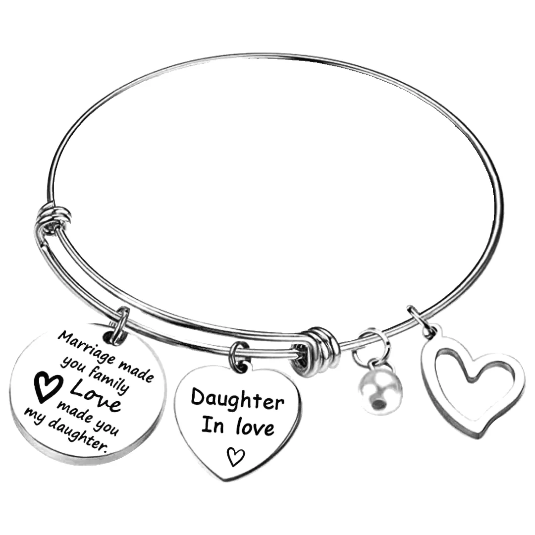 For Daughter-in-Law - Marriage Made You Family Love Made You My Daughter Bangle Bracelet - Image 10