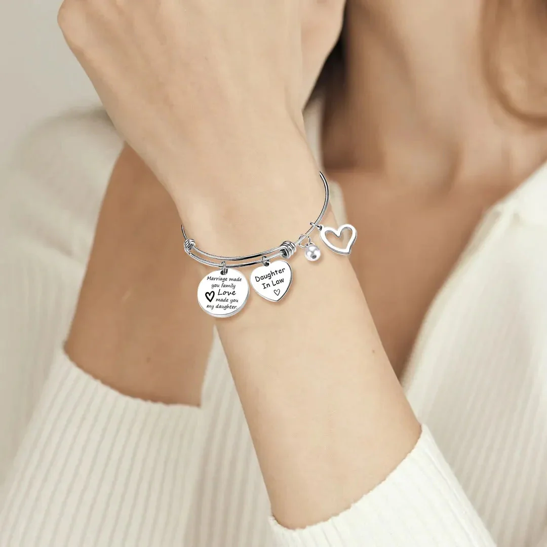 For Daughter-in-Law - Marriage Made You Family Love Made You My Daughter Bangle Bracelet - Image 3