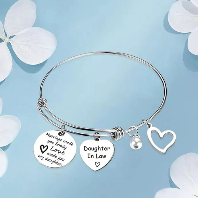 For Daughter-in-Law - Marriage Made You Family Love Made You My Daughter Bangle Bracelet - Image 4