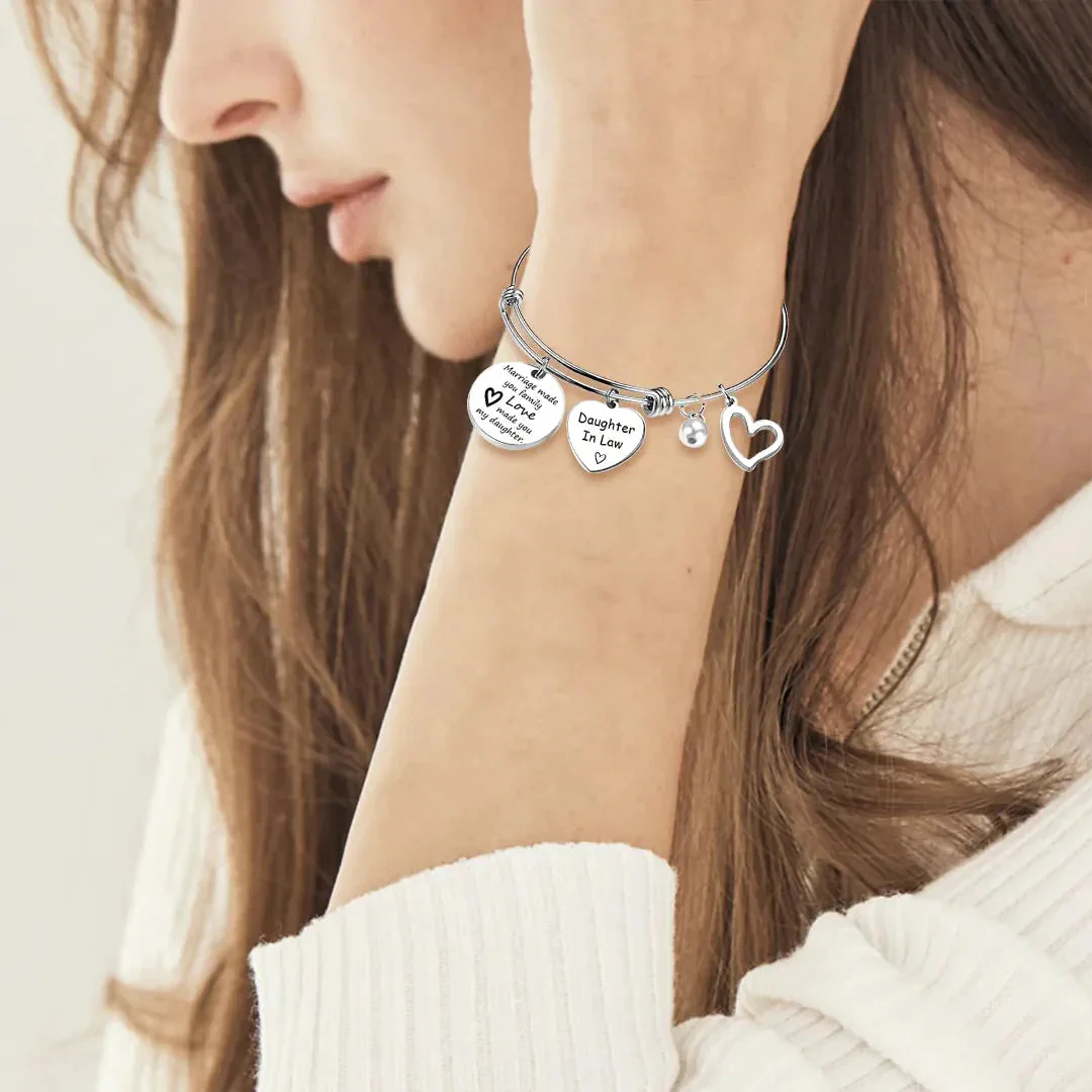 For Daughter-in-Law - Marriage Made You Family Love Made You My Daughter Bangle Bracelet - Image 5