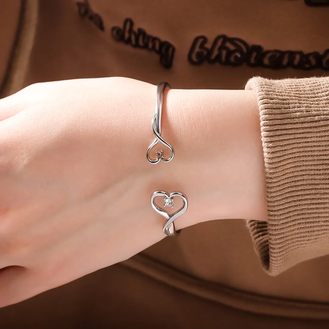 FOR FRIEND- YOU'RE MY FAVORITE BITCH DOUBLE HEARTS CUSTOM BIRTHSTONES BRACELET - Image 3