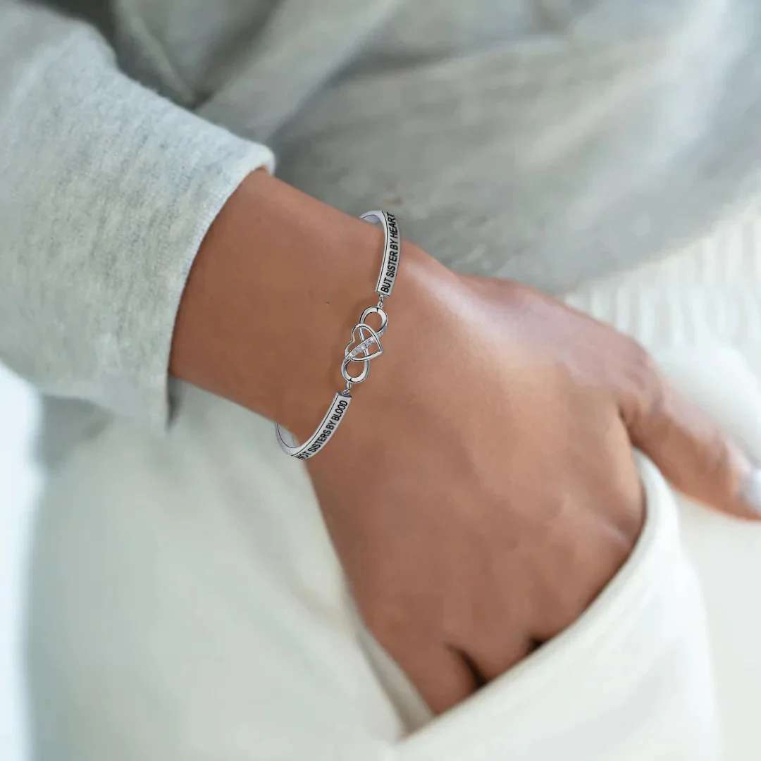 For Friend - Not Sisters By Blood But Sisters By Heart Double Heart Bracelet - Image 3