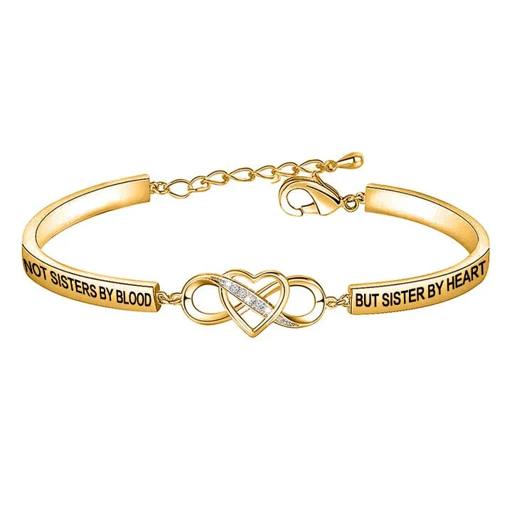 For Friend - Not Sisters By Blood But Sisters By Heart Double Heart Bracelet - Image 5