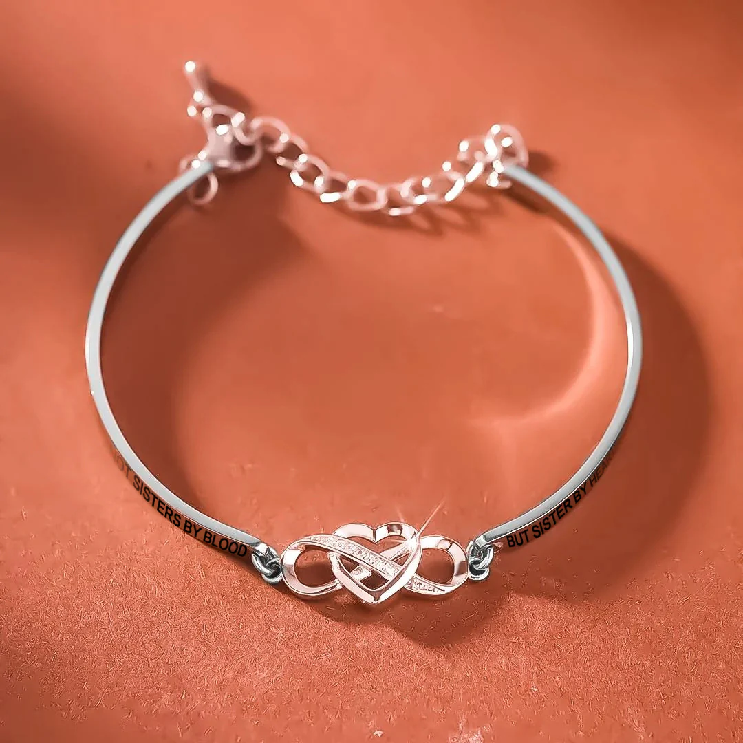 For Friend - Not Sisters By Blood But Sisters By Heart Double Heart Bracelet - Image 9