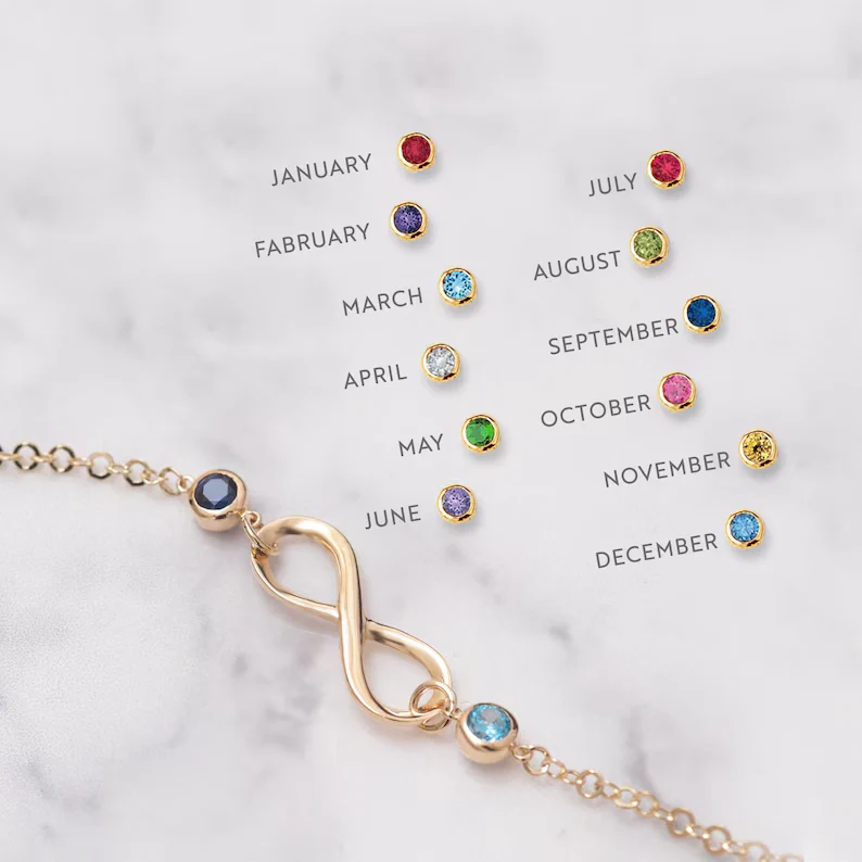 FOR FRIEND- THE FRIENDSHIP BETWEEN US WILL EXTEND INFINITELY CUSTOM BIRTHSTONES BRACELET - Image 3