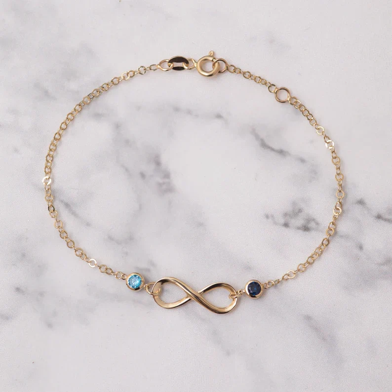 FOR FRIEND- THE FRIENDSHIP BETWEEN US WILL EXTEND INFINITELY CUSTOM BIRTHSTONES BRACELET - Image 4
