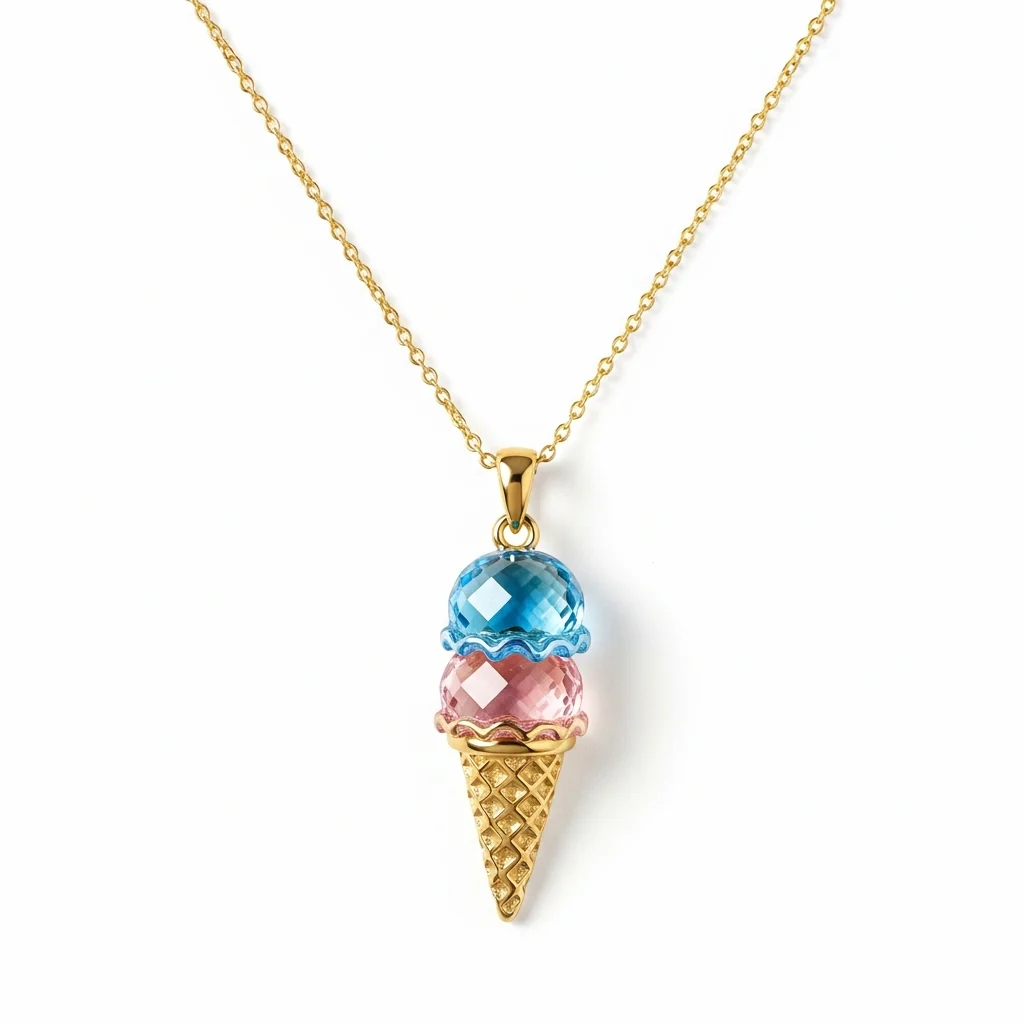 For Friend- Custom Sweet Ice Cream Birthstones Necklace - Image 5