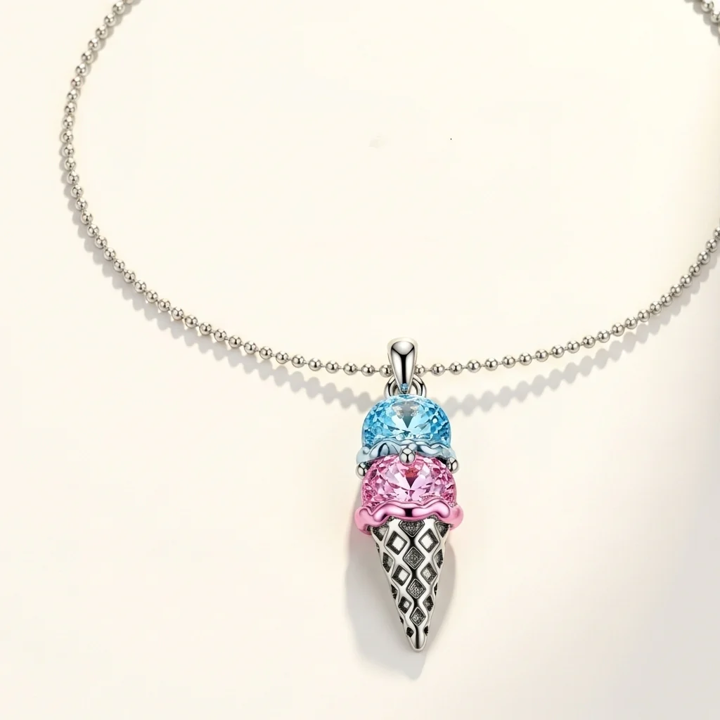 For Friend- Custom Sweet Ice Cream Birthstones Necklace - Image 6