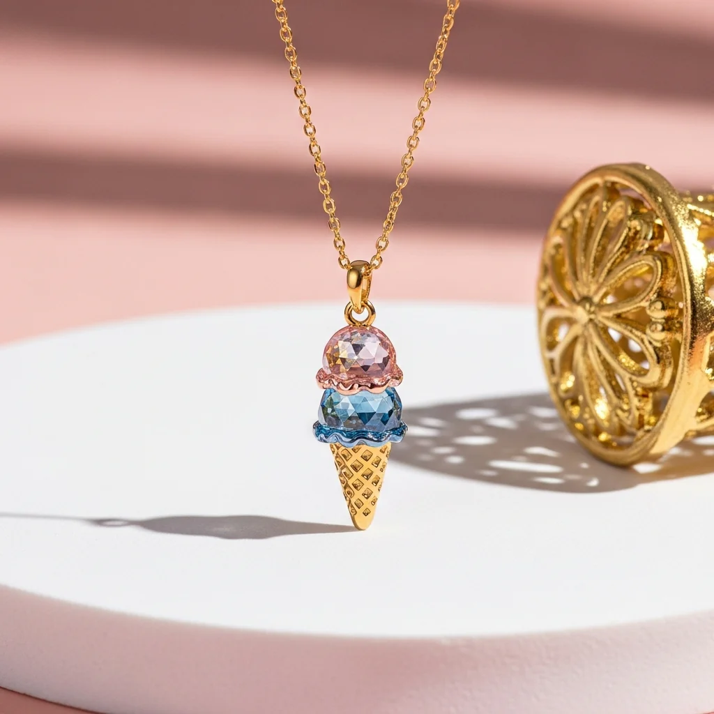 For Friend- Custom Sweet Ice Cream Birthstones Necklace - Image 8