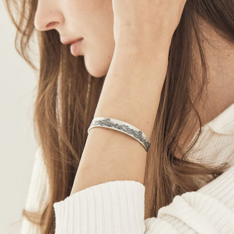 For Granddaughter - I'll Always Be There For You Wave Cuff Bracelet - Image 5