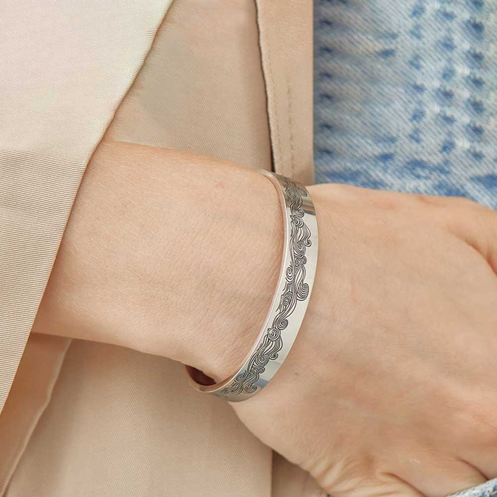 For Granddaughter - I'll Always Be There For You Wave Cuff Bracelet - Image 6