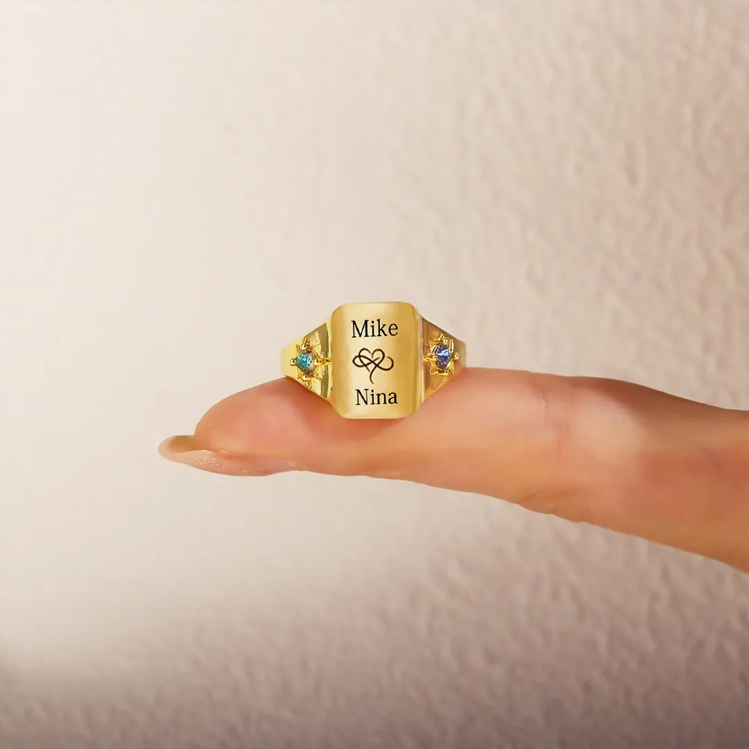 FOR LOVE - BELOVE CUSTOM NAMES AND BIRTHSTONES DAINTY RING - Image 10