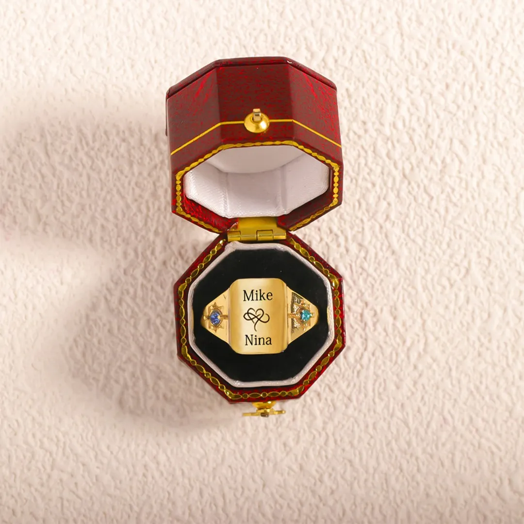 FOR LOVE - BELOVE CUSTOM NAMES AND BIRTHSTONES DAINTY RING - Image 3