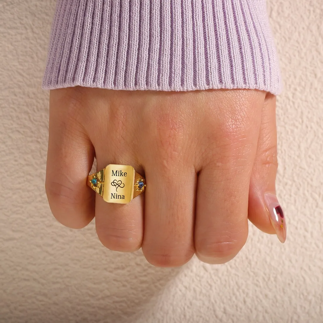FOR LOVE - BELOVE CUSTOM NAMES AND BIRTHSTONES DAINTY RING - Image 5