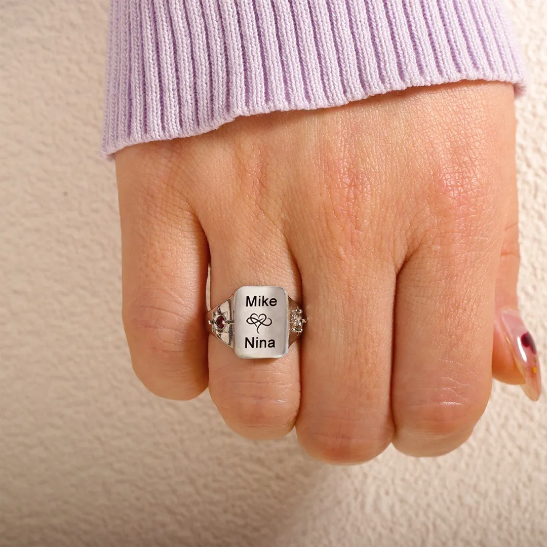 FOR LOVE - BELOVE CUSTOM NAMES AND BIRTHSTONES DAINTY RING - Image 6
