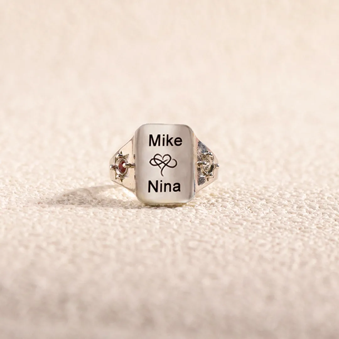 FOR LOVE - BELOVE CUSTOM NAMES AND BIRTHSTONES DAINTY RING - Image 7
