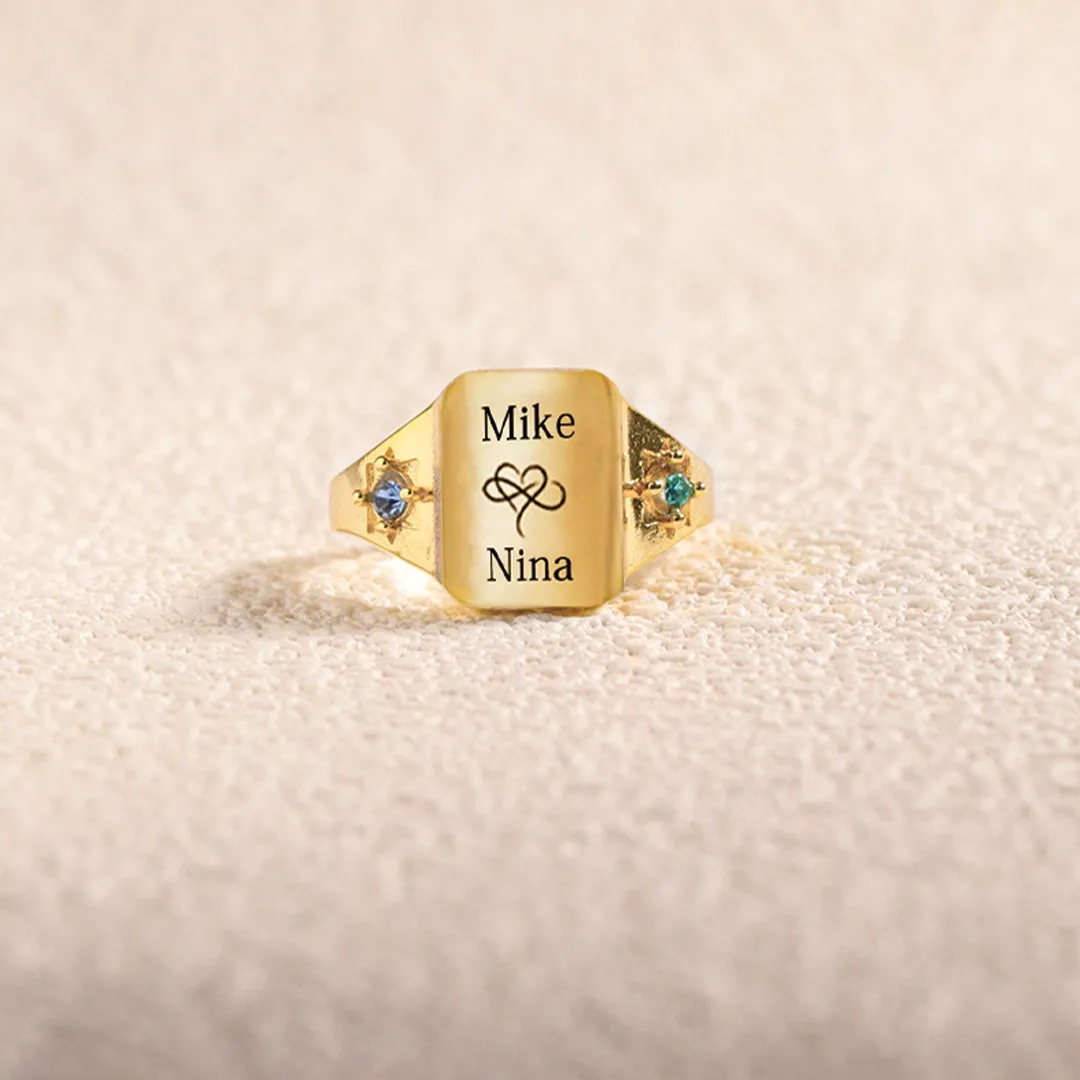 FOR LOVE - BELOVE CUSTOM NAMES AND BIRTHSTONES DAINTY RING - Image 9